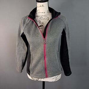 Spyder Youth Girls Cora Color Block Full Zip Fleece Jacket Gray Pink Size XL